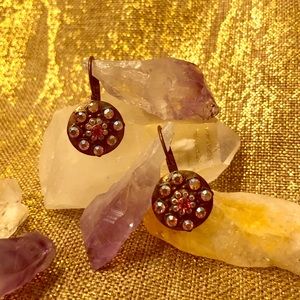 Copper and Pink rhinestone earrings